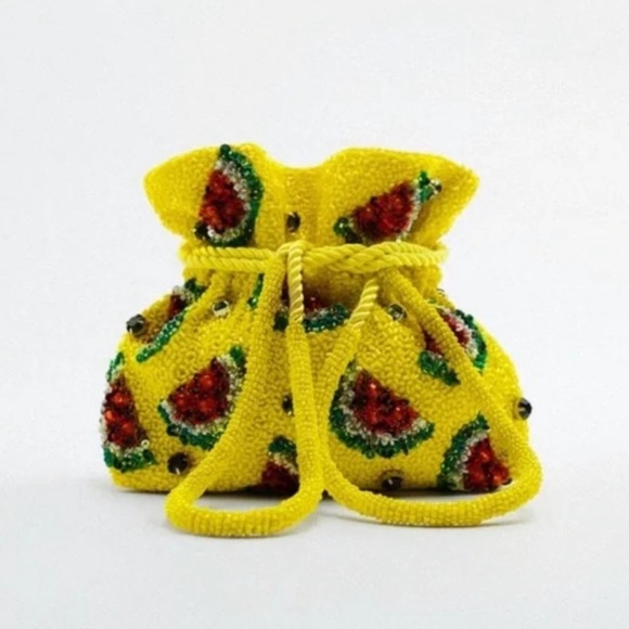 Zara Bags Zara Beaded Bucket Bag Yellow Poshmark